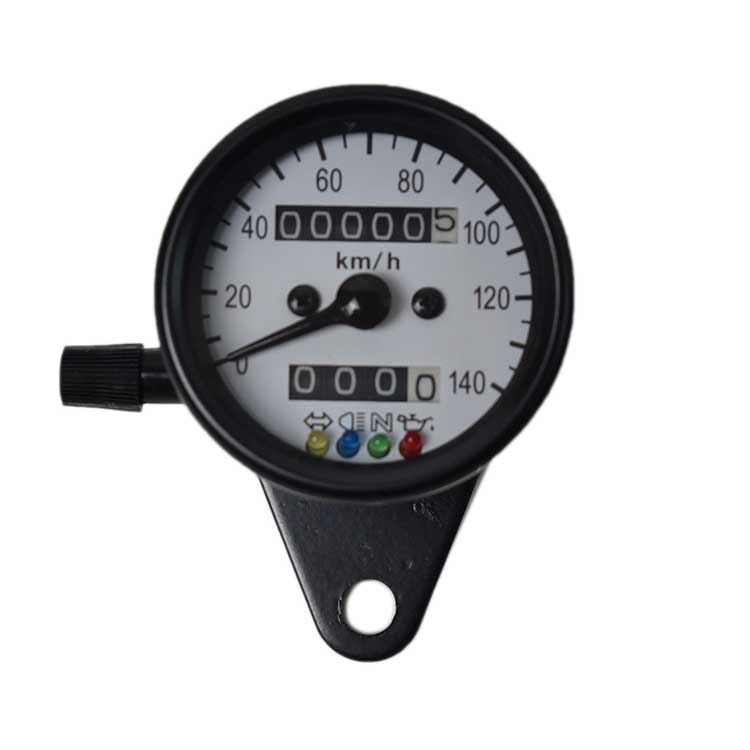 Mechanical 0-140km/h Speedometer Odometer - White Plate