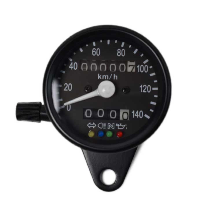 Mechanical 0-140km/h Speedometer Odometer - Black