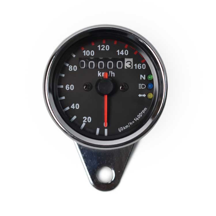 Mechanical 0-160km/h Motorcycle Speedometer - Black Plate
