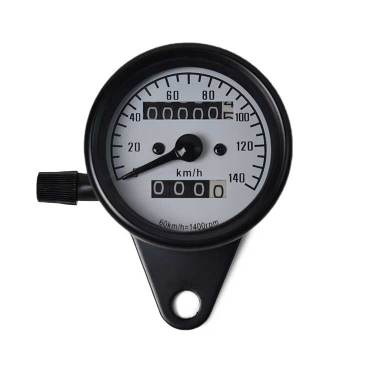 Mechanical 0-140km/h Motorcycle Speedometer - White Plate